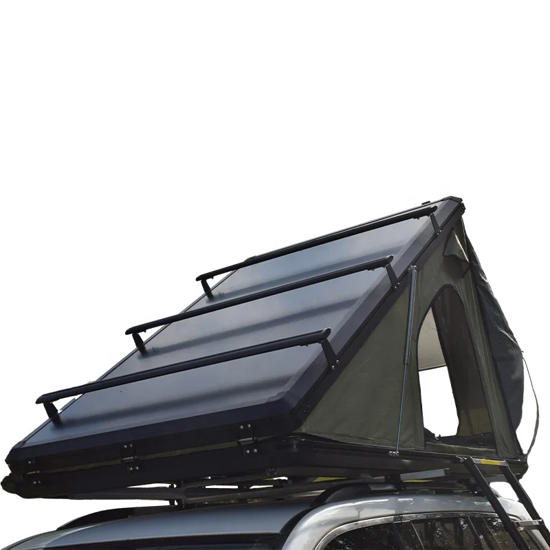 

Aluminum Triangle Clamshell 4 Person SUV Tent Box Rooftop Hard Shell Camping Car Roof Top Tent