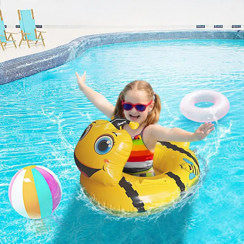 

Cute Bee Baby Swimming Ring Float Inflatable Swim Ring With Seat Handles 1-4 Years Toddler Pool Floatation Devices Water Sport