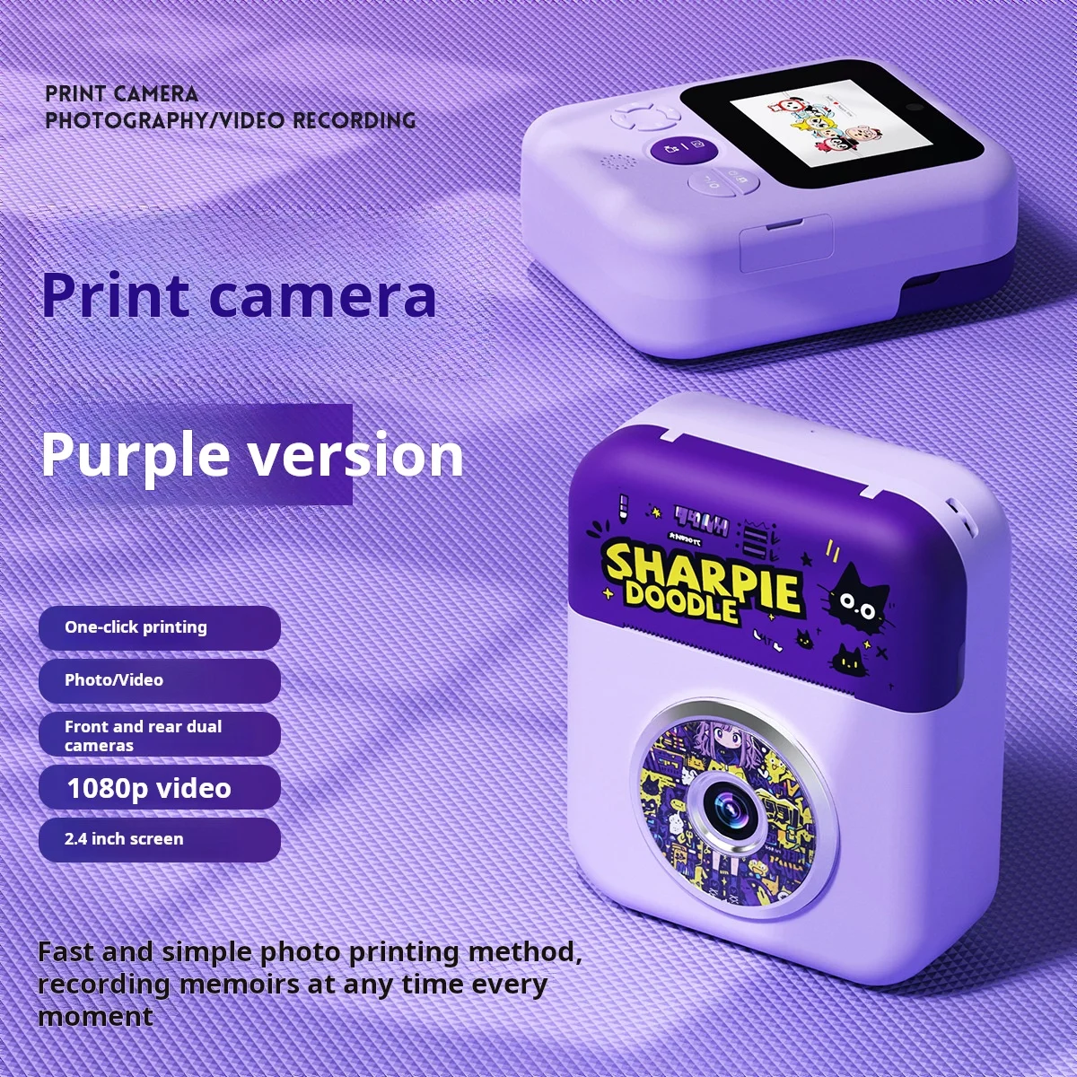 Mini portable thermal camera printing fashionable children's gifts, instant shooting and automatic focusing, instant printing ca