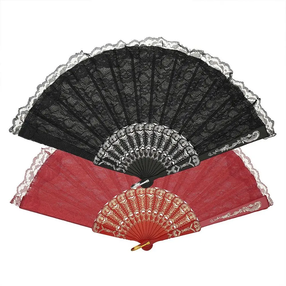 Fashion Lace Design Lace Hand Fan Tassel Foldable Lace Fan Floral Pattern Cooling Fan Dance