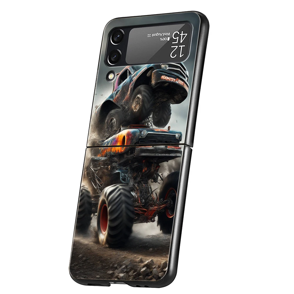 Off-Road Vehicle Hard PC Phone Case For Samsung Galaxy Z Flip 6 5 4 Black Cover For Galaxy Z Flip 3 Foldable Shockproof Case Bag