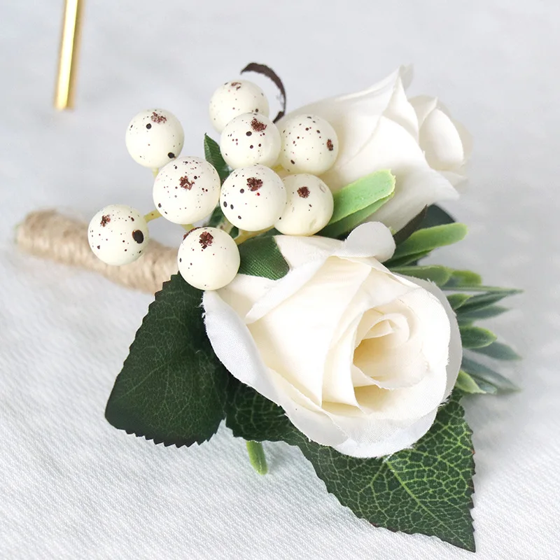 Boutonniere e corpetto da polso accessori da sposa sposa e sposo seno fiore banchetto di nozze conferenza aziendale risvolto fiore