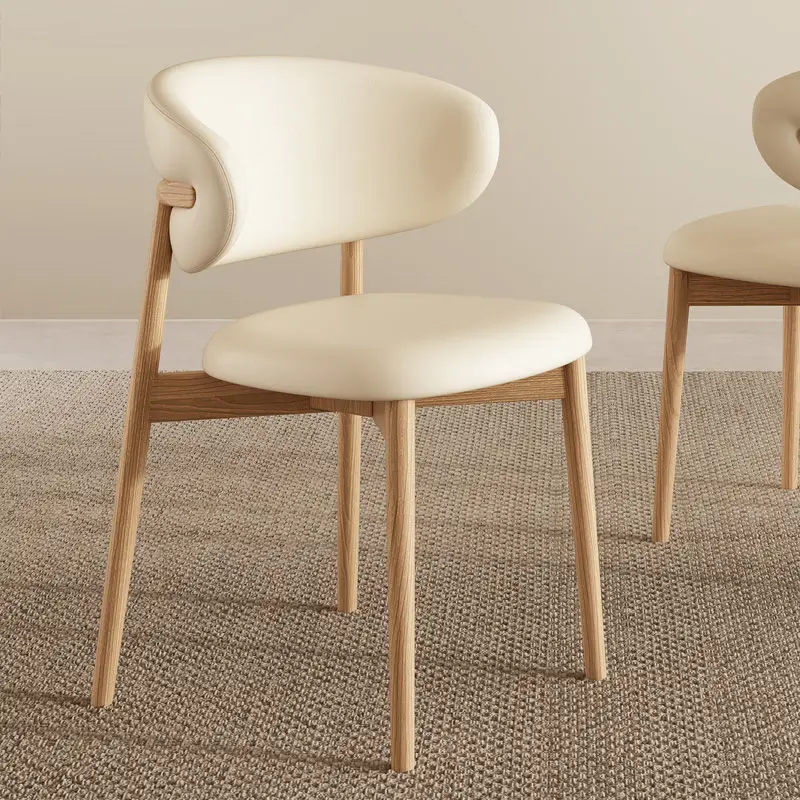 

Modern Minimalist Solid Wood Dining Chair with Faux Leather Upholstery-Eco-Friendly & Durable for Home Hotel Restaurant Use