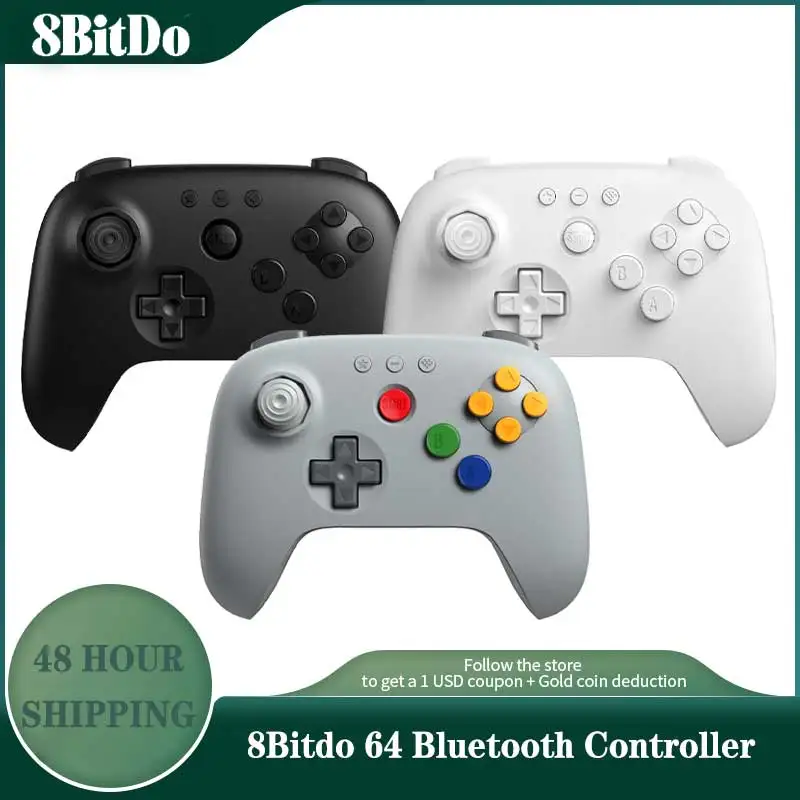Controle de Jogo Bluetooth 8BitDo N64 para Analogue 3D, Nintendo Switch, Switch 2, Gamepad com Joystick TMR para PC Windows Android