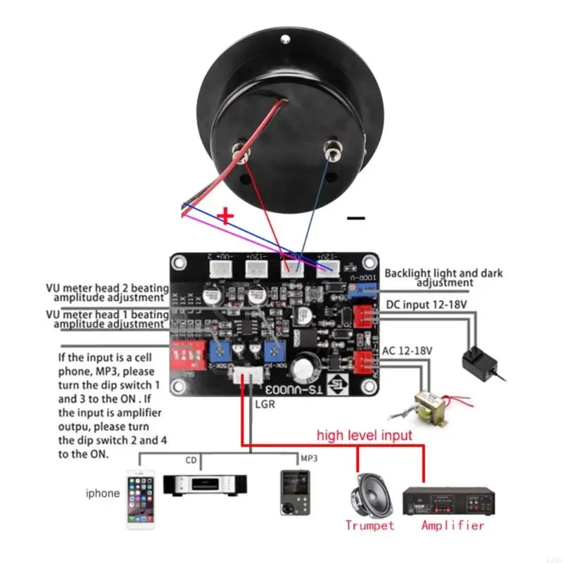 E5BE VU-Ammeter Meter Header Level Amplifier-Digital Discharge Flat Mixer Power Meter