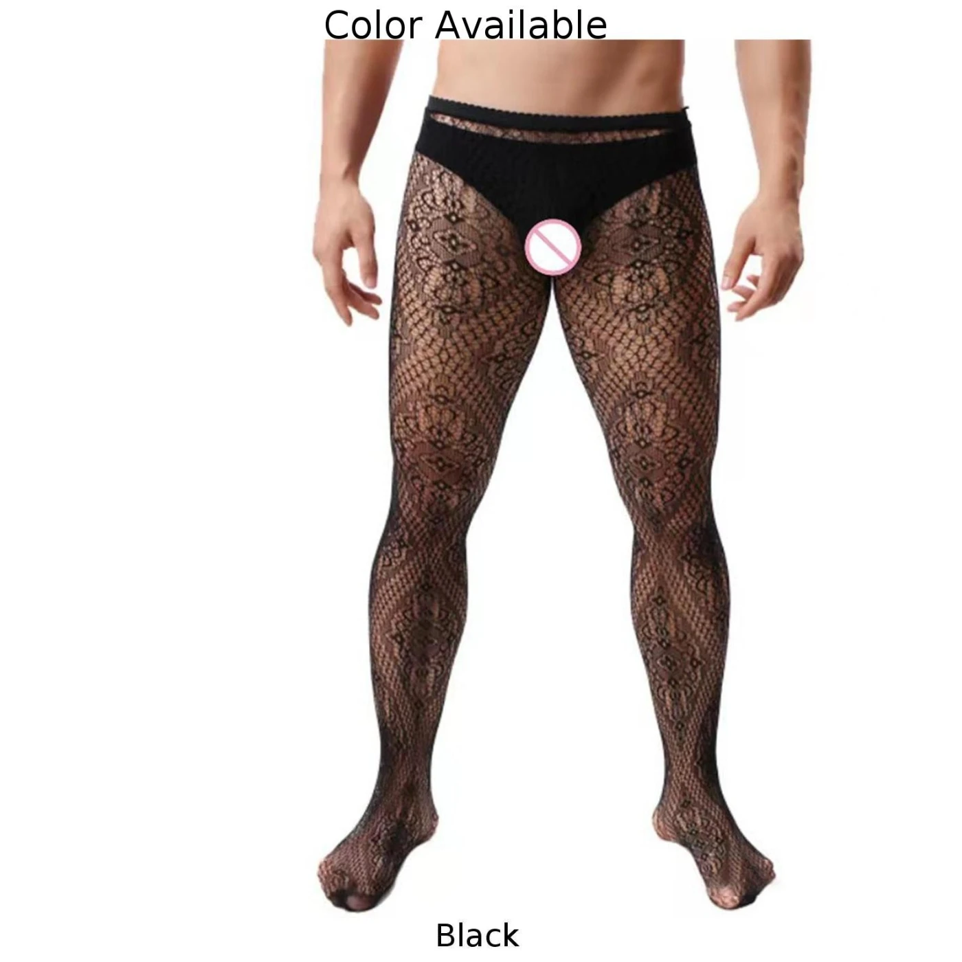 Collants en résille pour hommes, collants en maille transparente, style classique, motif solide, évider, durable, type bas de corps