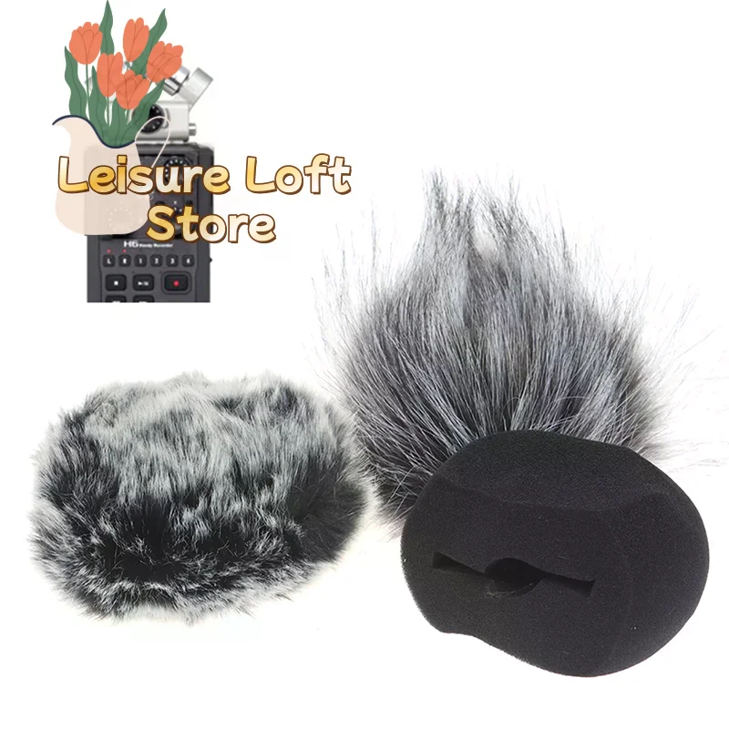 زجاج أمامي احترافي من القطيفة لمسجلات Zoom H5/H6 - غطاء ميكروفون إسفنجي عالي الكثافة، وتقليل ضوضاء الرياح وفلتر
