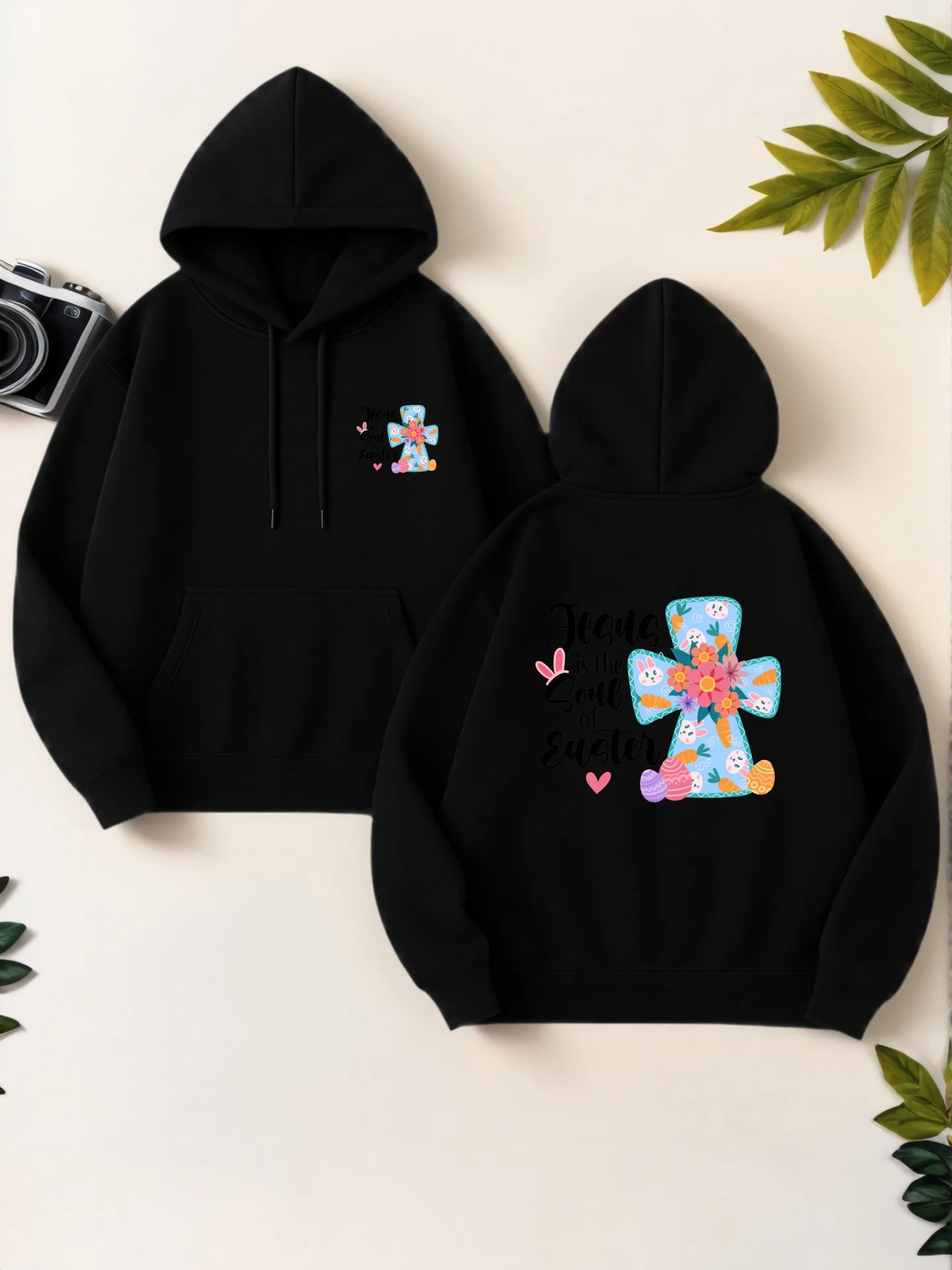 

Jesus is the Soul Savior Graphic Hoodie, Floral Graphic, Casual Aesthetic, Soft Fabric, Casual Everyday Wear, For Men