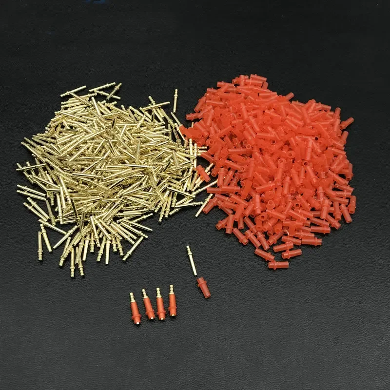 1000pcs Dental Lab Materials Die Model Pins 16mm Dental Lab Technician Small Brass Pins with Red Plastic Sleeves