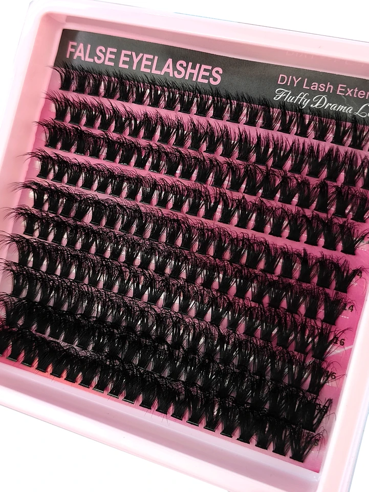 10 filas de racimos de pestañas gruesas y esponjosas de 40D-200D, 5D, de 10-18 mm, mezcla de pestañas individuales con efecto plumoso, racimos para extensiones DIY, pestañas postizas 4