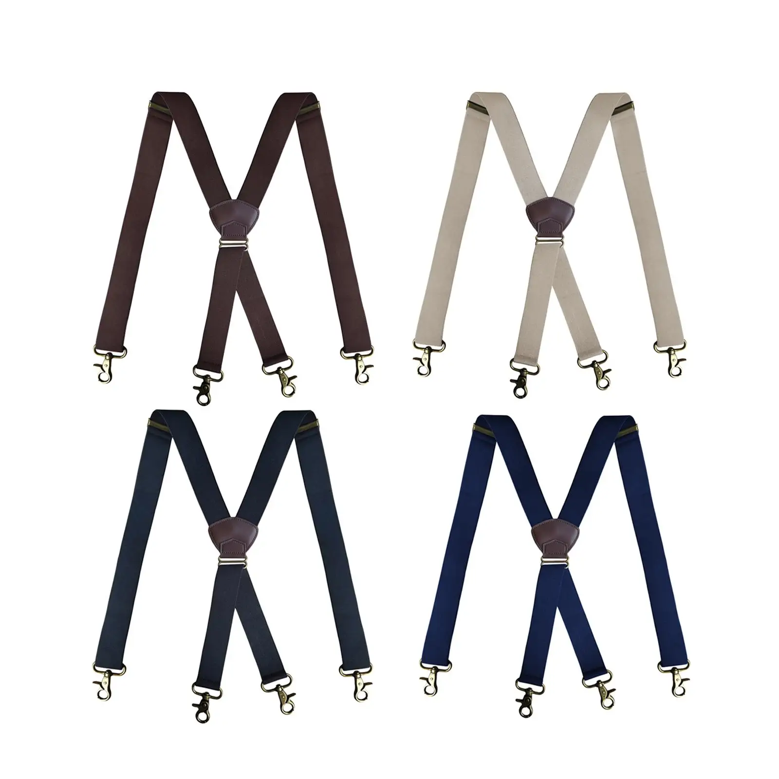 Suspenders for Men with 4 Snap Hooks Durable Pants Suspender x Shaped for