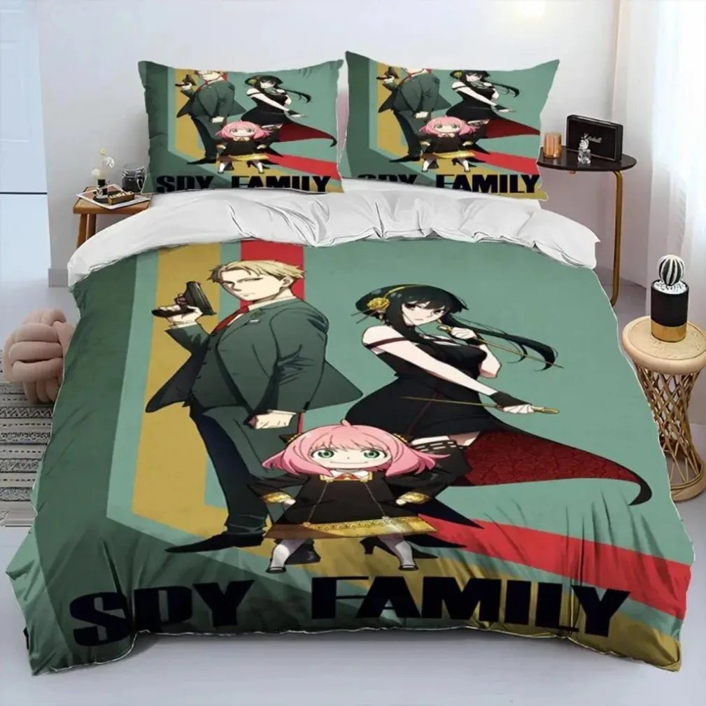 Japanese anime Spy X Family Bedding Set,Cute Anya Duvet Cover,Quilt Cover for Boys Girls Single Twin Queen Size