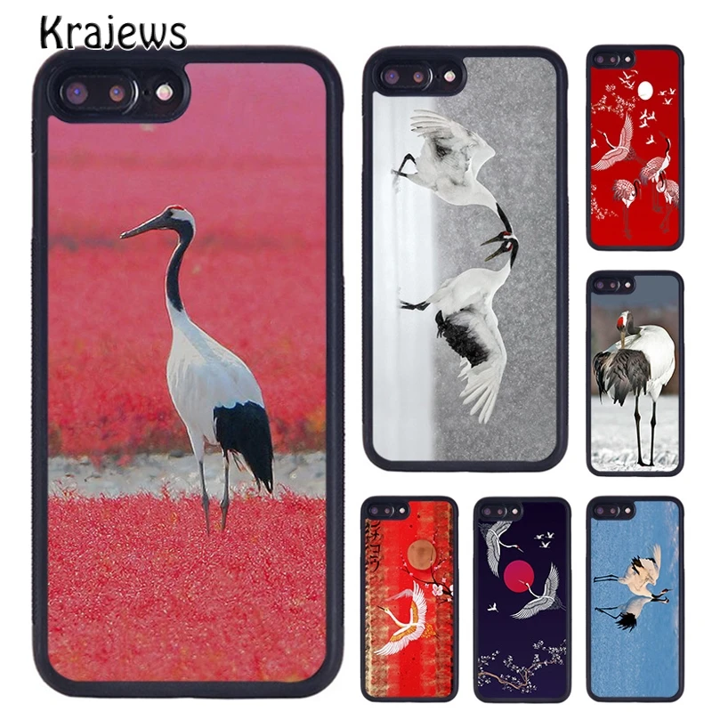 Krajews Red crowned Crane Bird Phone Case Cover For iPhone 16 15 14 plus X XS XR 11 12 13 pro max coque