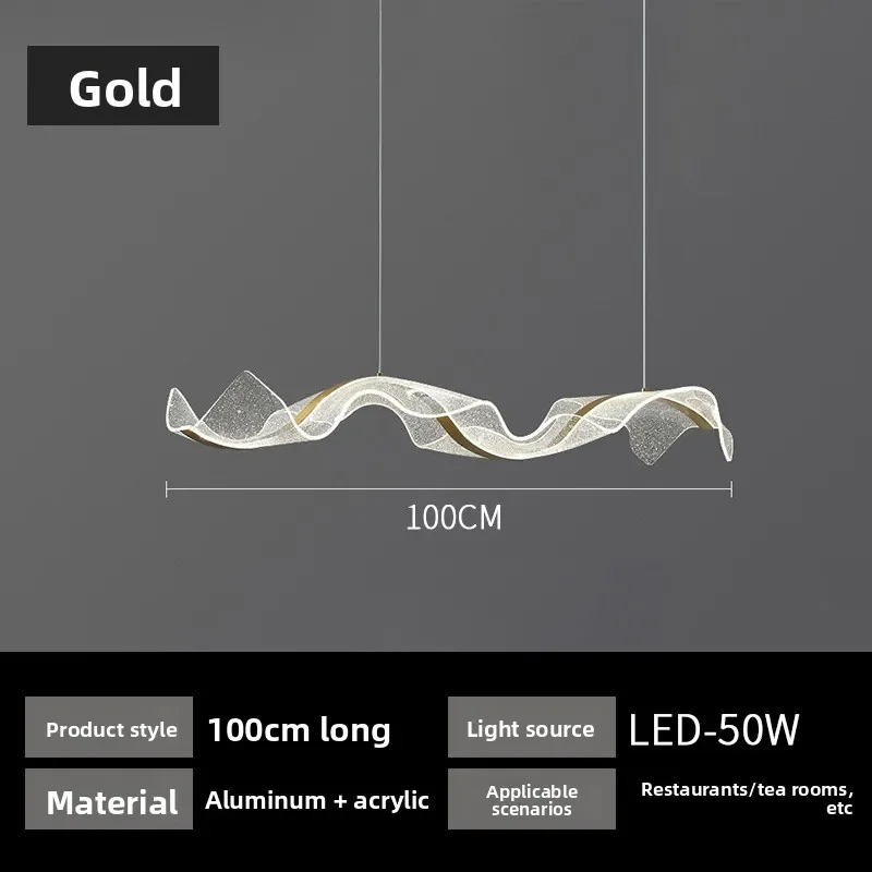 

Acrylic art streamer chandelier led restaurant long wavy front desk checkout page bar light