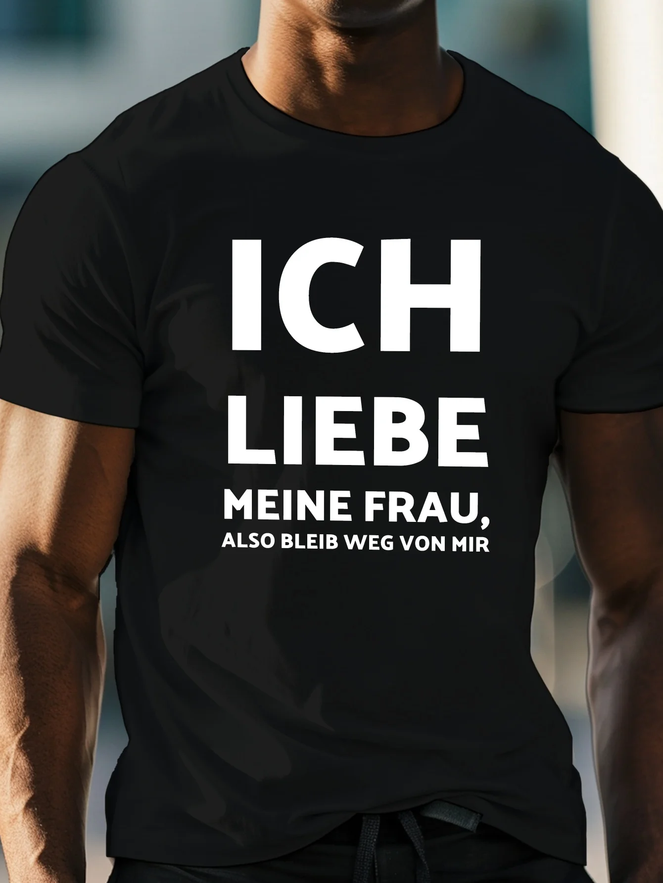 FRAU I Love My Wife Print, Men'S Round Crew Neck Short Sleeve Tee, Casual T-Shirtcasual Comfy Lightweight Top for Summer