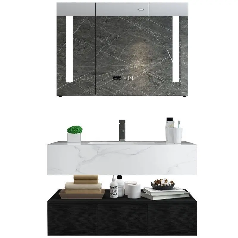 

Toilet bathroom combination modern minimalist rock slab countertop hand wash home