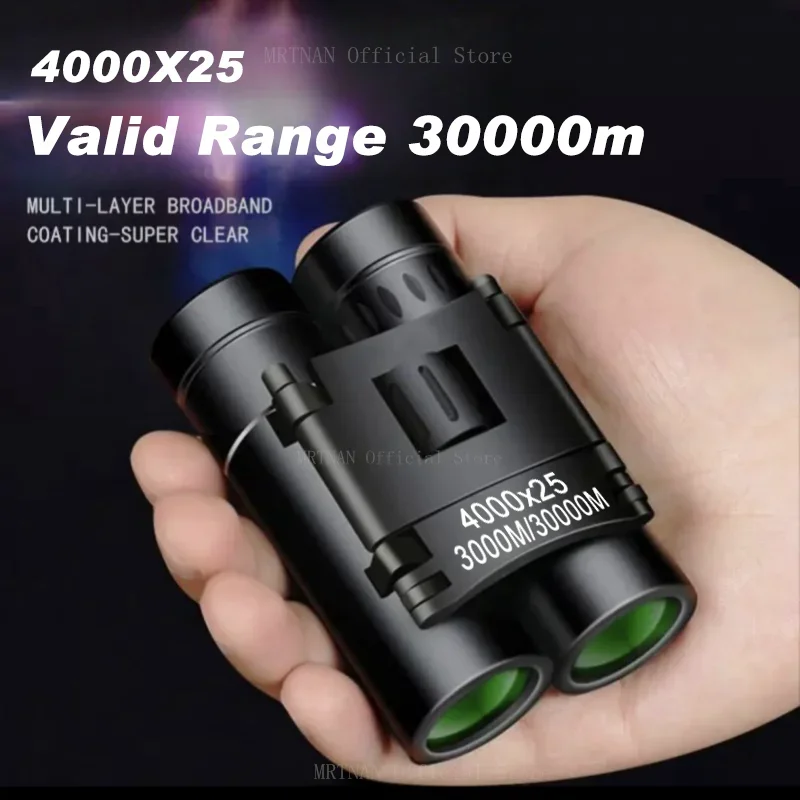 4000x25 Binoculars Long Range HD Telescope, Folding Mini Binoculars, Camping, Hiking, Hunting, Trekking Gear