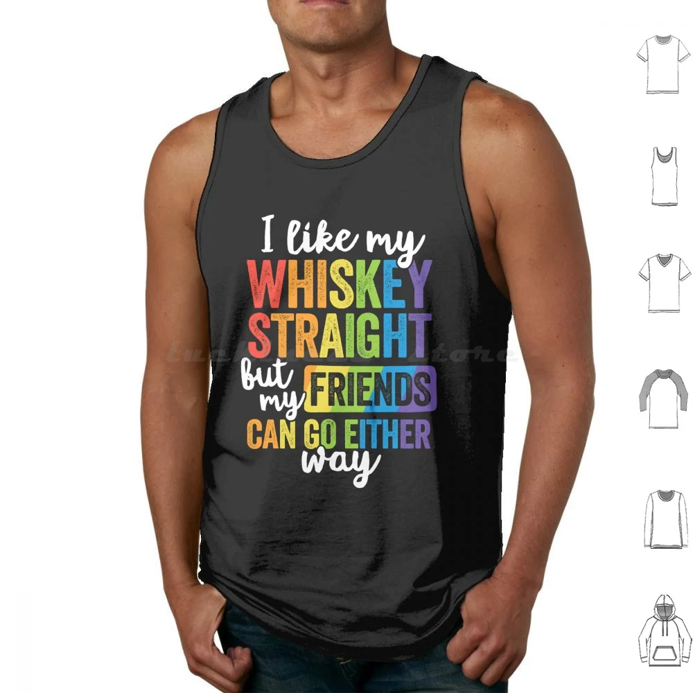 I Like My Whiskey Pride Tank Tops Print Cotton Ally Pride Trans Bisexual Queer Love Rainbow Equality Pride Flag Pride