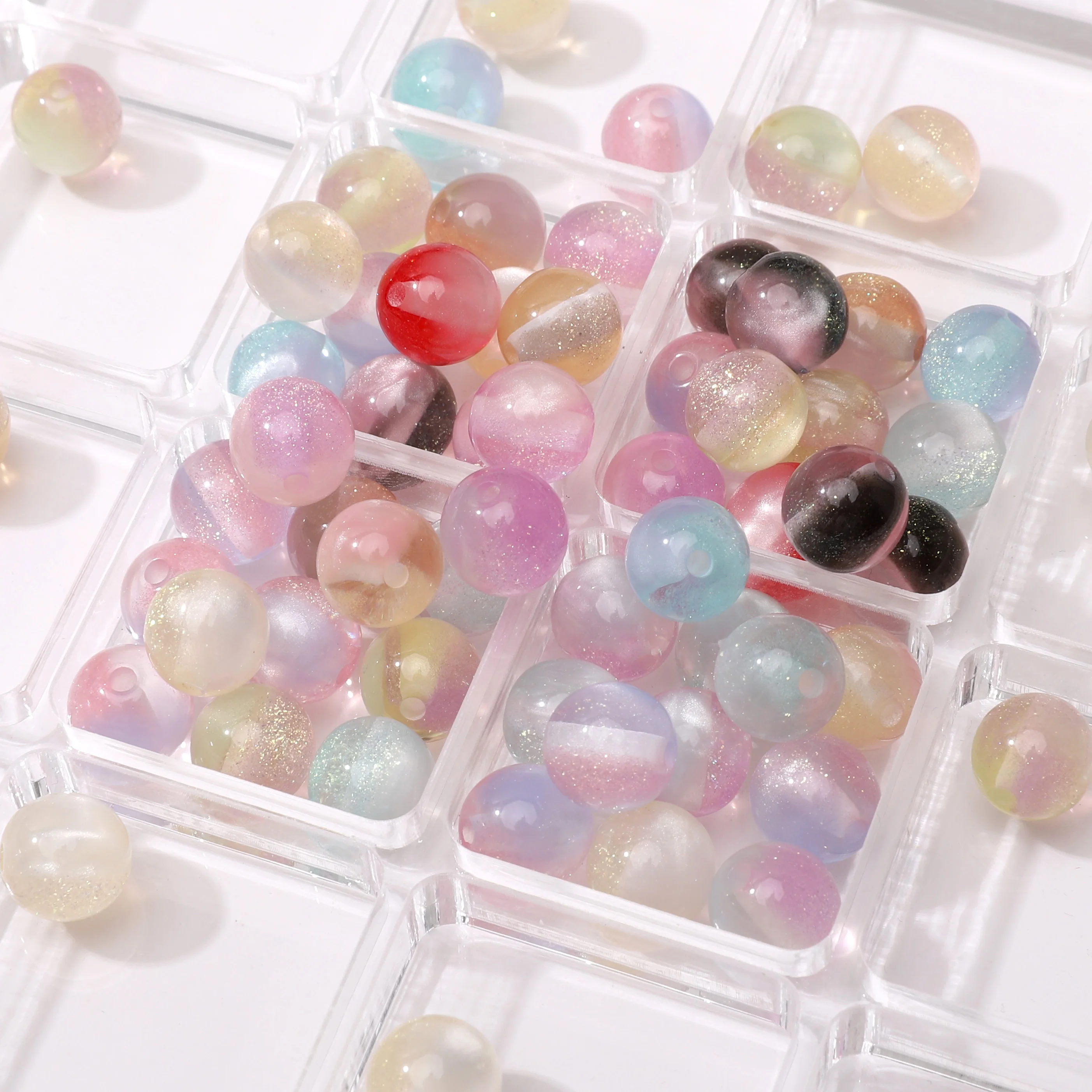 

5 Pcs 10mm Resin Shining Round Beads Loose Spacer Beads for Jewelry Making DIY Bracelet Accessories Phone Chain Charms Materials