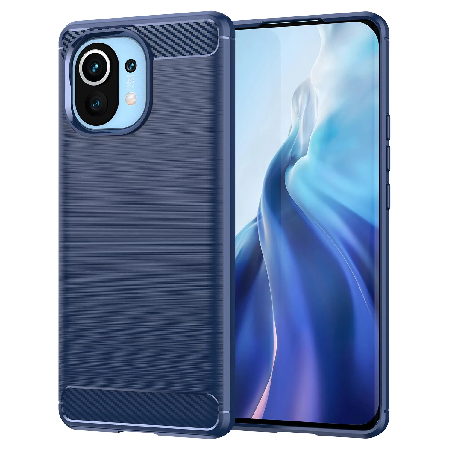 Shockproof Silicone Case For Xiaomi Mi 11 mi11 Luxury Carbon Fiber Back Cover for xiaomi 11 Soft Matte Protective Cases
