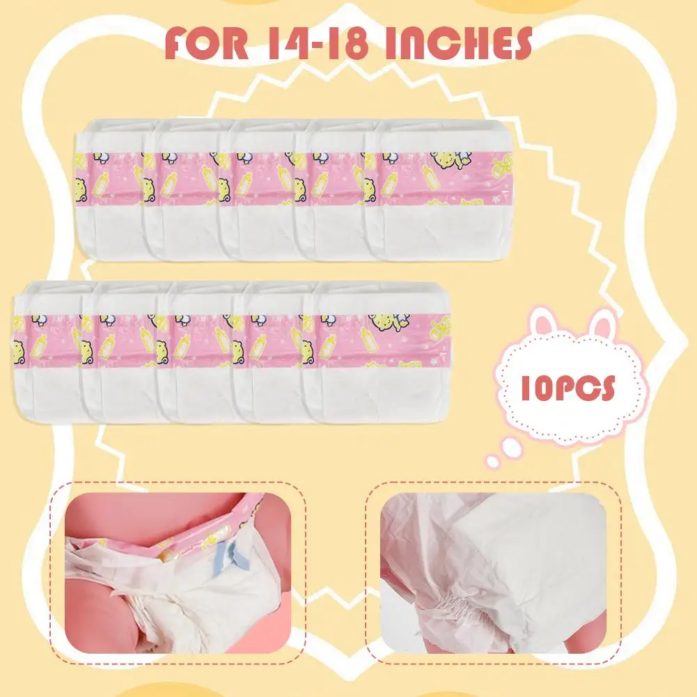 Baby-Puppen-Windeln, 10 Stück, Nachfüllpackung für Reborn-Puppen-Windeln, Wiederverwendbares Zubehör für Babypuppen, Neugeborenen-Windeln – Detail 5