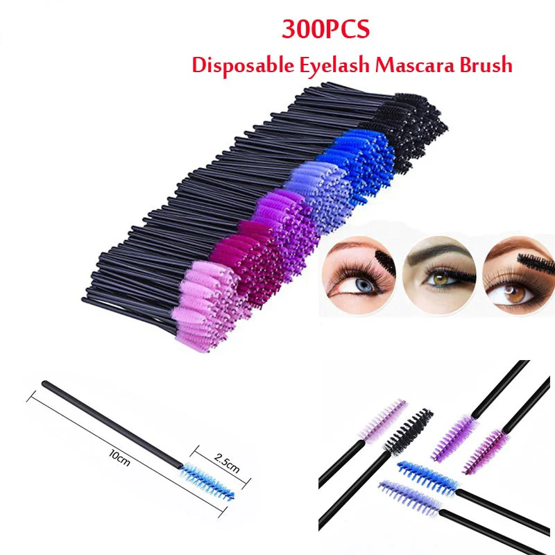 300pcs Multicolor Disposable Mascara Wands Eyelash Eye Lash Brush Makeup Applicators Kit Eyelash mascara brush