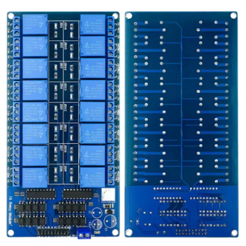 16 way relay module 5V 12V control board with optocoupler protection and LM2596 power relay
