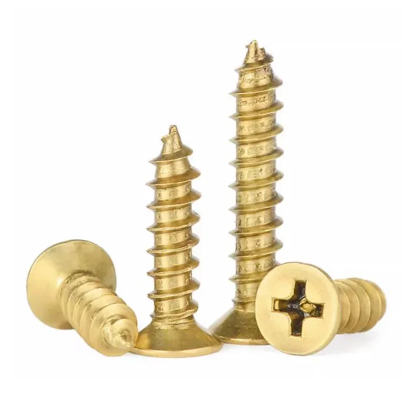 Messing Zelftappende Verzonken Phillips Zelftappende Houtschroeven M2 M2.5 M3 M3.5 M4 M4.5 M5 M6