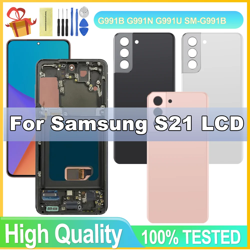 

100% Tested TFT LCD For Samsung S21 5G Display SM-G991B G991B/DS G991U For S21 LCD Display Touch Screen Digitizer with Frame