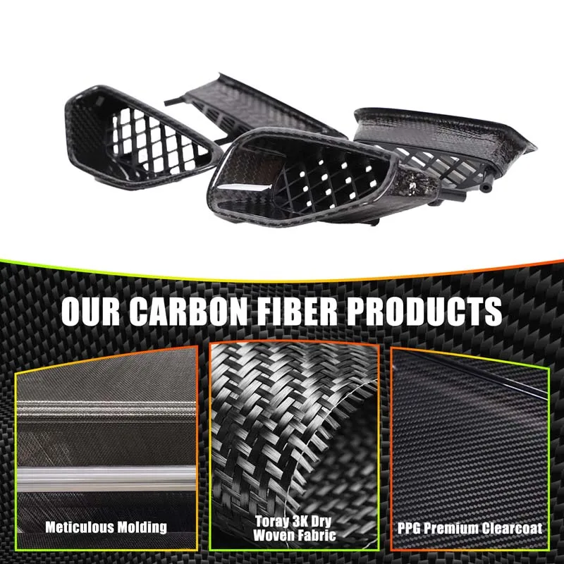 

For Chevrolet Corvette C6 ZR1 2009-2012 Real Carbon Fiber Outlet Side Fender Air Vent Splitter Trim Car Accessories 4pcs