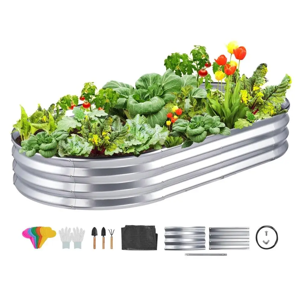 

Galvanized Metal Raised Garden Bed 70.9x35.4x11in Outdoor Open Base for Flowers Vegetables Herbs Backyard Patio Balcony Silver