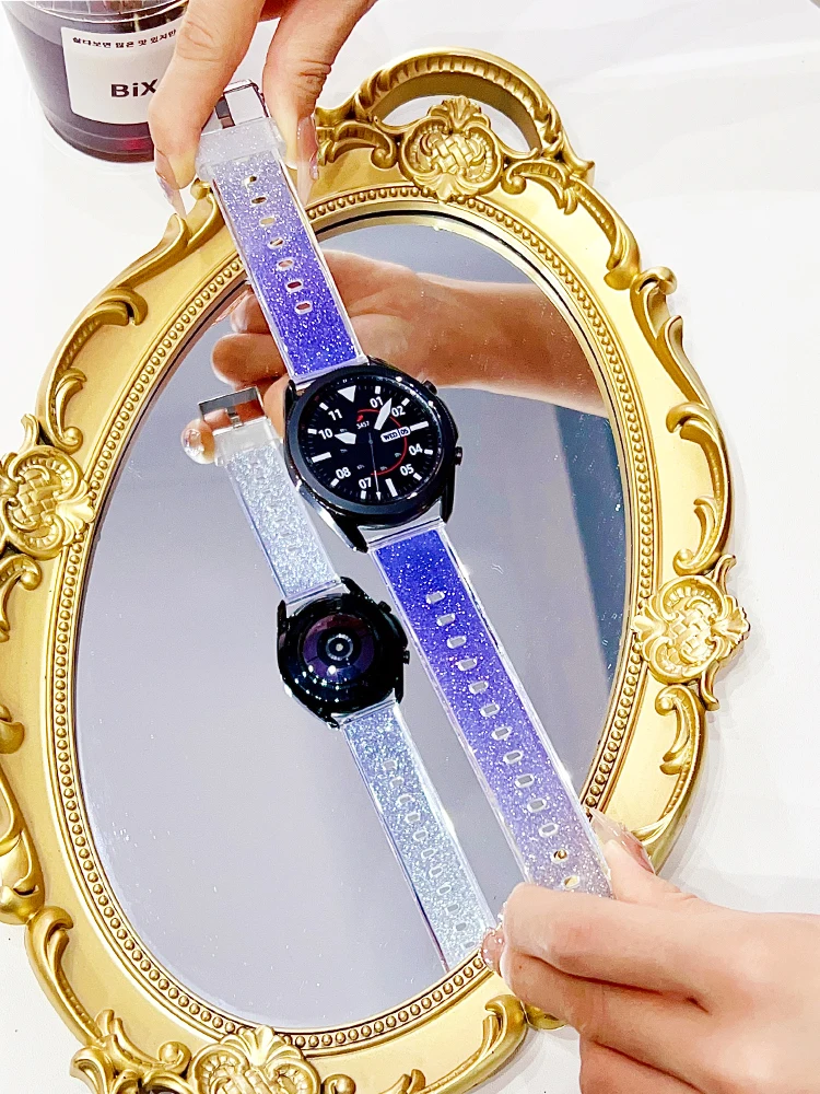 Correa brillante para Samsung Galaxy watch 7-5-pro-6-4-classic 40mm 44mm 20mm/22mm HD Bling pulsera transparente Huawei GT 4/3