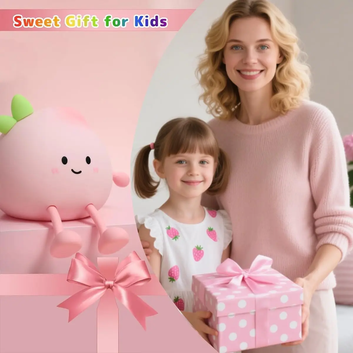 

Peach-shaped night light,bedside pat-to-light,timed mood lighting,rechargeable,perfect for home decor and gifting.