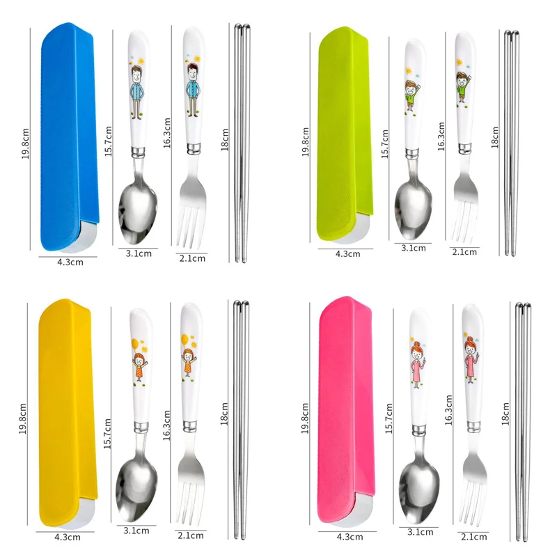 

Stainless Steel Chopsticks Spoons Three Piece Portable Cutlery Set Student Travel Cutlery Spoons Chopsticks Forks
