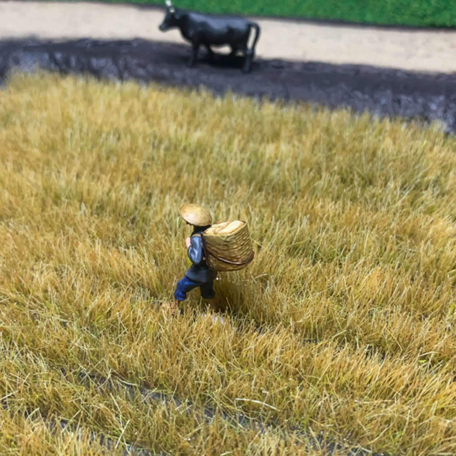1Set Static Plastic Grass Strip Simulation Wheat Landscape Decor Miniature Sand Table Artificial Grass for 187 Scale Diorama view 2