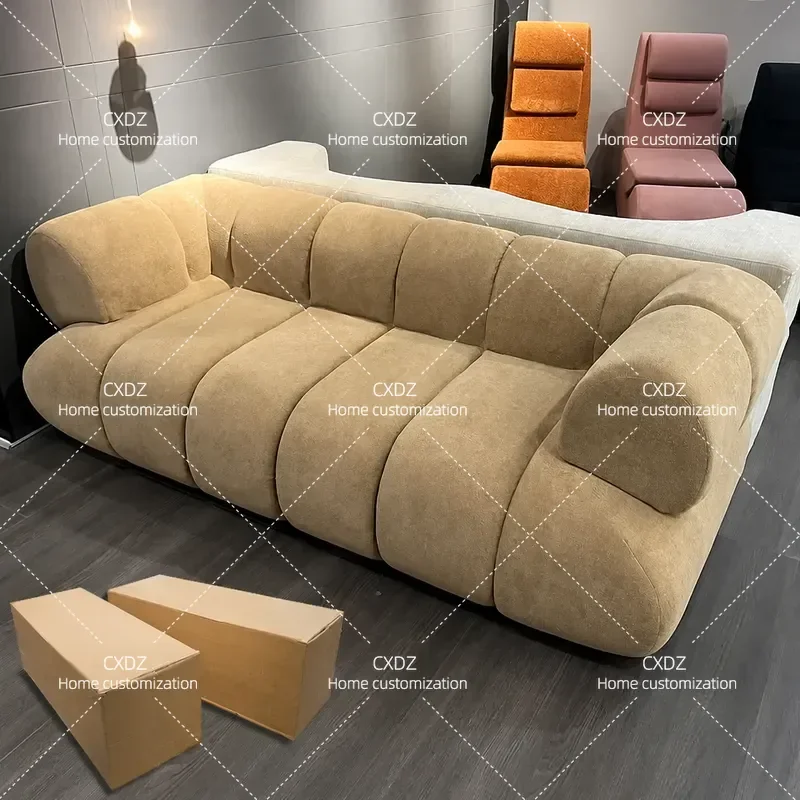 Nordic Italian Minimalist Fabric Compression Sofa Full Sponge Double Seater for Small Apartment Living Room Modern Home