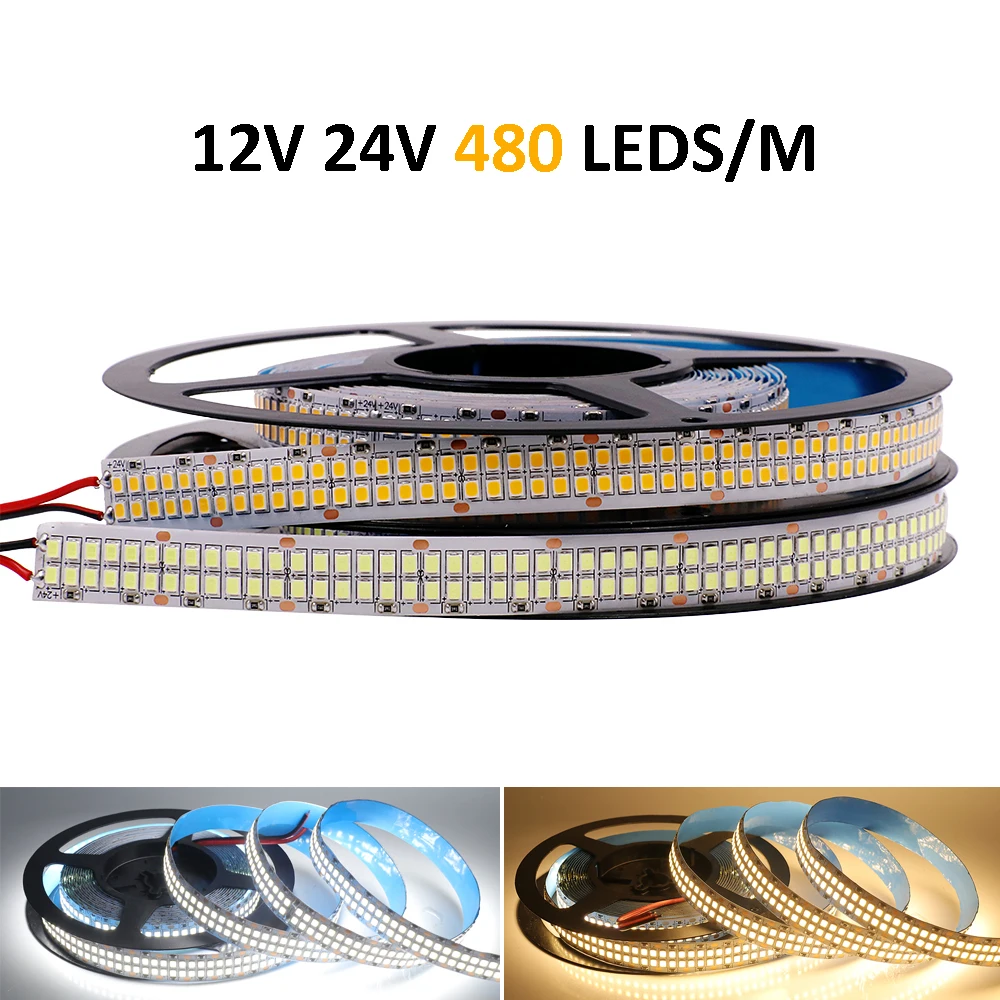 5M 10M LED Strip 12V 24V 2835SMD elastyczna taśma LED taśma oświetleniowa 240 480 LEDs/m ciepły/naturalny/biały czerwony zielony niebieski do