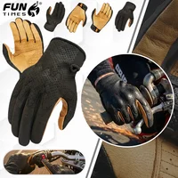 Guantes de cuero para montar en motocicleta para hombre, protectores de manos de dedo completo para bicicleta de montaña, Mtb, Motocross, 2024
