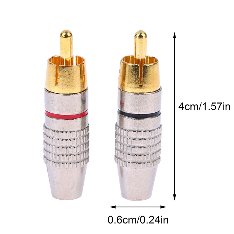 2Pcs RCA Male Plug Connector Non Solder AV Audio Video Locking Cable Plug Adapter Solderness For Video CCTV Camera Security