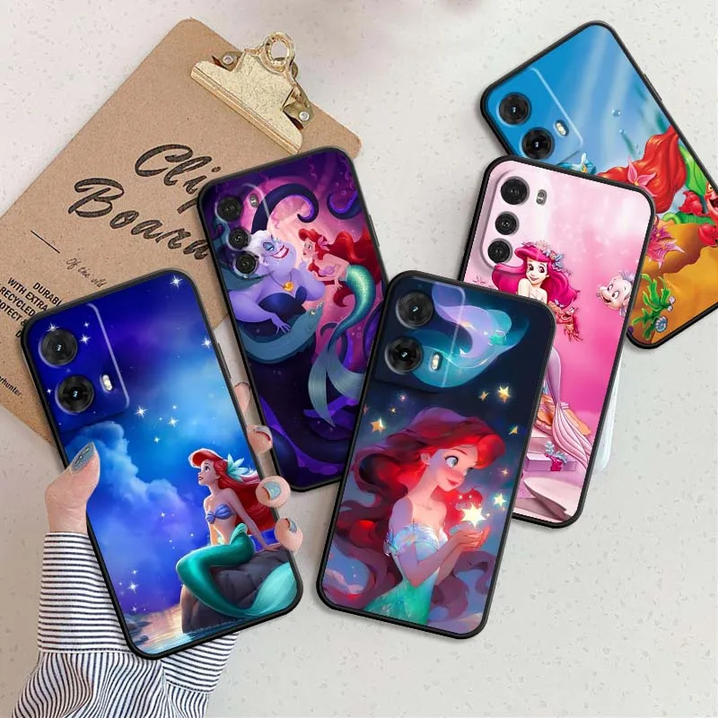 

Cartoon Cute Mermaid For Motorola G85 Edge 50 G24 G35 G14 G04 40 G72 G34 G31 G Stylus G54 G13 G32 5G Black Phone Case