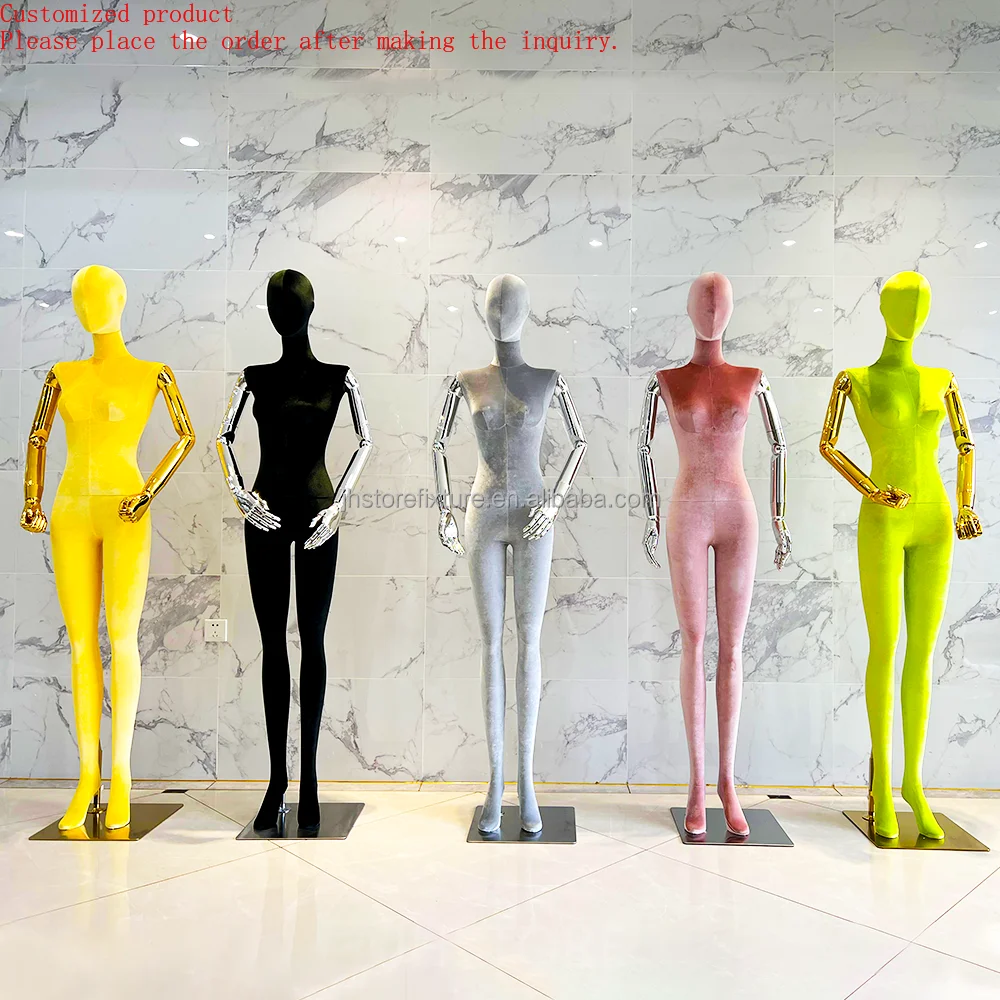 

Live Shot Dress Form Mannequins Women Velvet Full Body Standing Female Mannequin Display Clothes for Shop