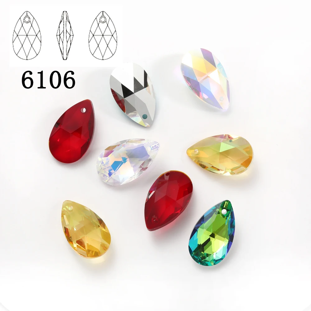 13x22mm Pear Shape Crystal Teardrop Pendant K9 Glass Crystal Rhinestones Necklace Earring DIY Accessories Jewelry Making 6106