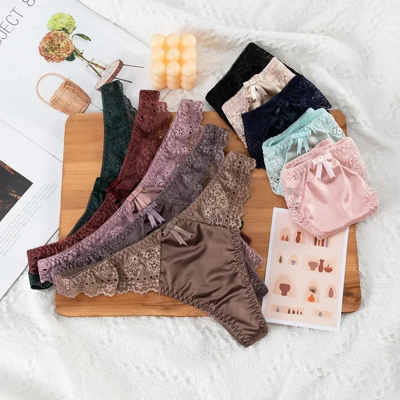 

European Style Sexy Thongs Fashion Hollowed Out Comfort Panties Low Waist Seamless G-String T Pants Sexy Lace Panties Lingerie