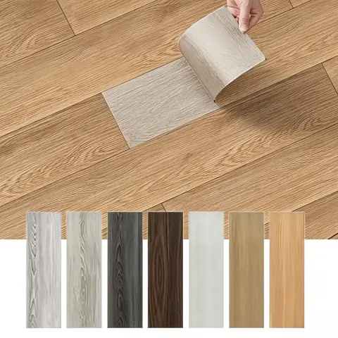 10PCS Self-adhesive Floor Tiles Wood Grain Waterproof Wear-resistant Wall Tiles for Bedrooms Kitchens Living Room Floor Decor ﻿