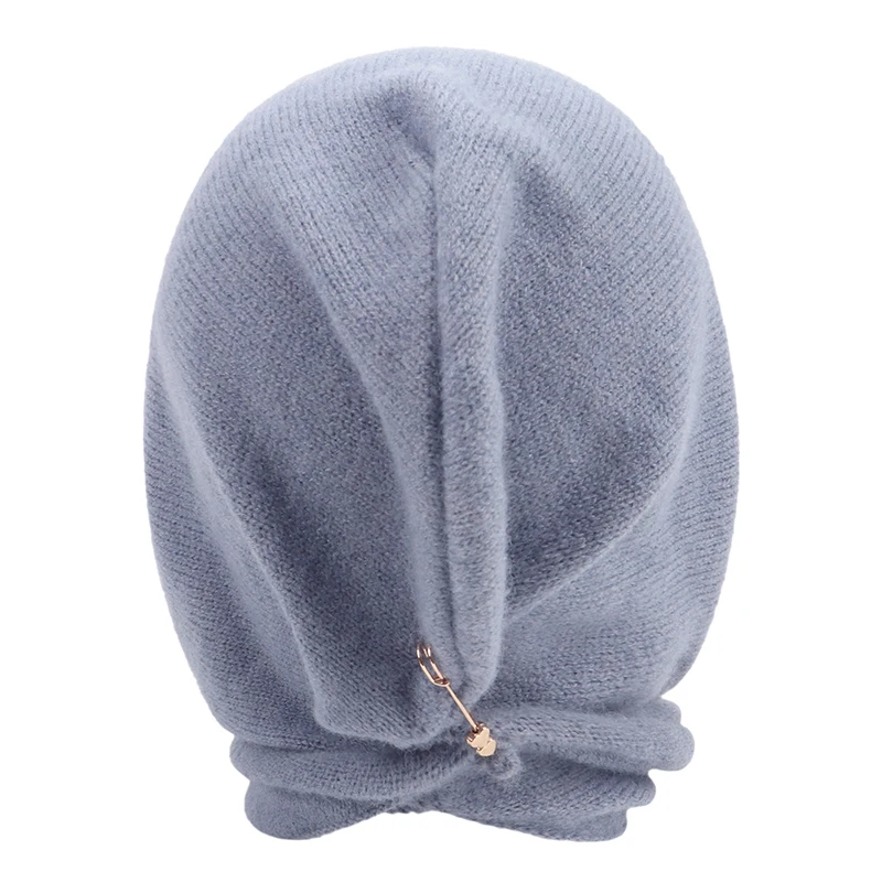 Women Winter Scarf One Piece Hat Imitation Cashmere Cotton Knitted Pullover Wool Hat Outdoor Neck Warm Balaclava Mask Ski Bonnet