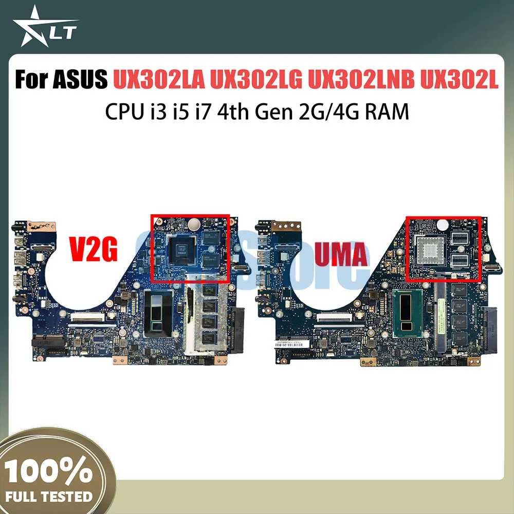 

UX302L Notebook Mainboard For ASUS UX302LA UX302LG UX302LNB UX302 Laptop Motherboard CPU i3 i5 4th Gen 2GB 4GB RAM V2G