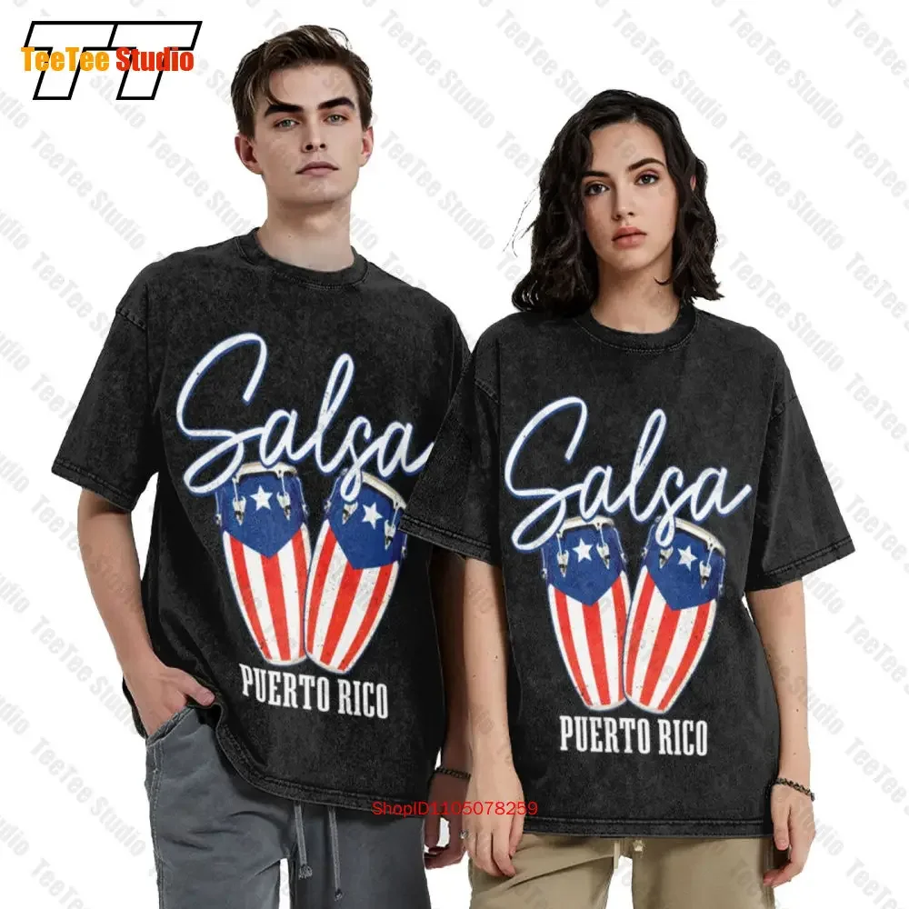 Salsa Puerto Rico Dancing Dancer Puerto Rican Flag Pride Vintage Oversized T-Shirt W8RB