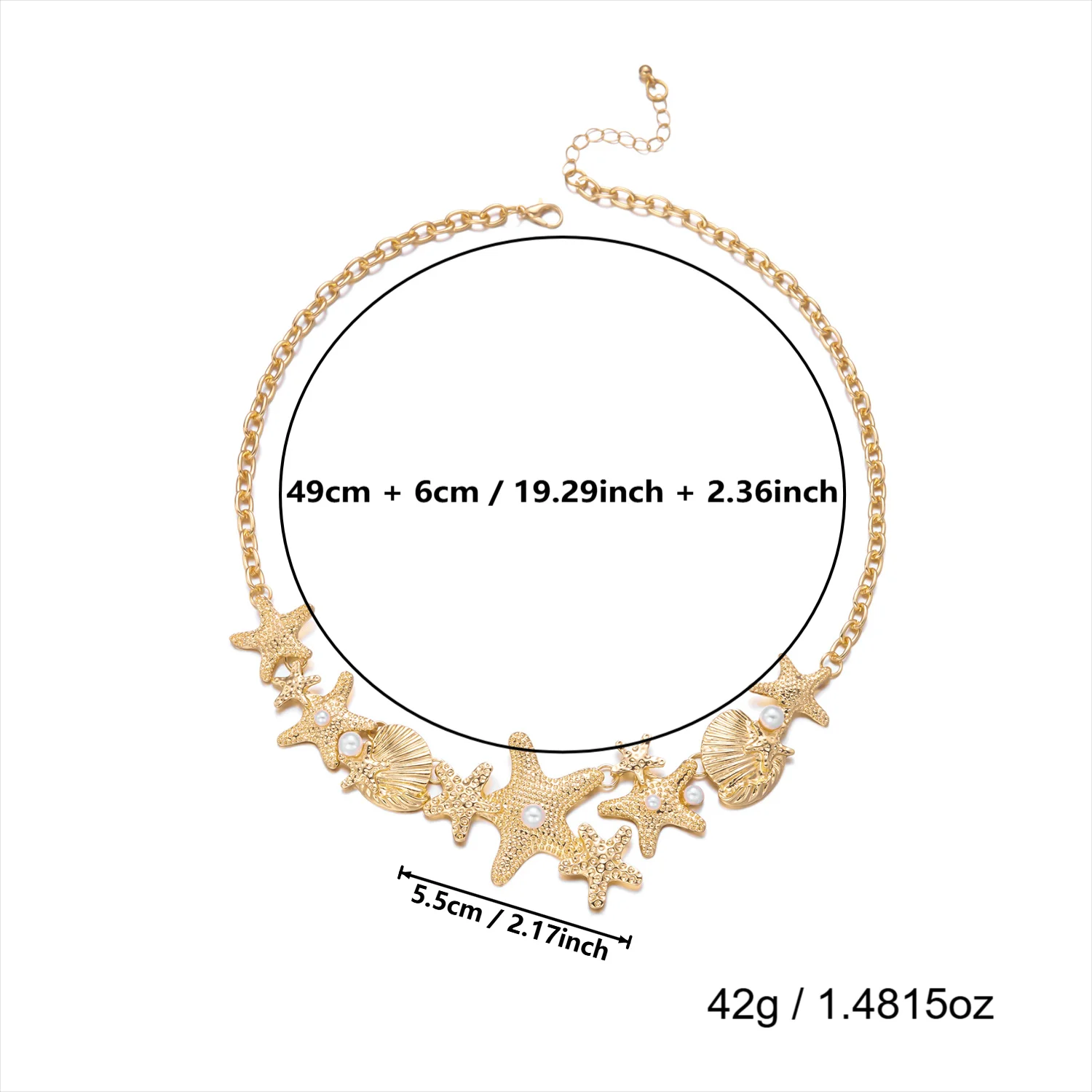 Einzigartiges Design Sternmuschel-Korallen-Kettenhalskette für Frauen Luxuriöse Imitationsperlen-Seestern-Halsketten Ästhetischer Partyschmuck – Detail 11