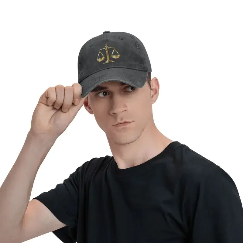 Punk Cotton Gold Scales Of Justice Law Logo Baseball Cap Men Women Breathable Lawyer Legal Party Dad Hat Performance