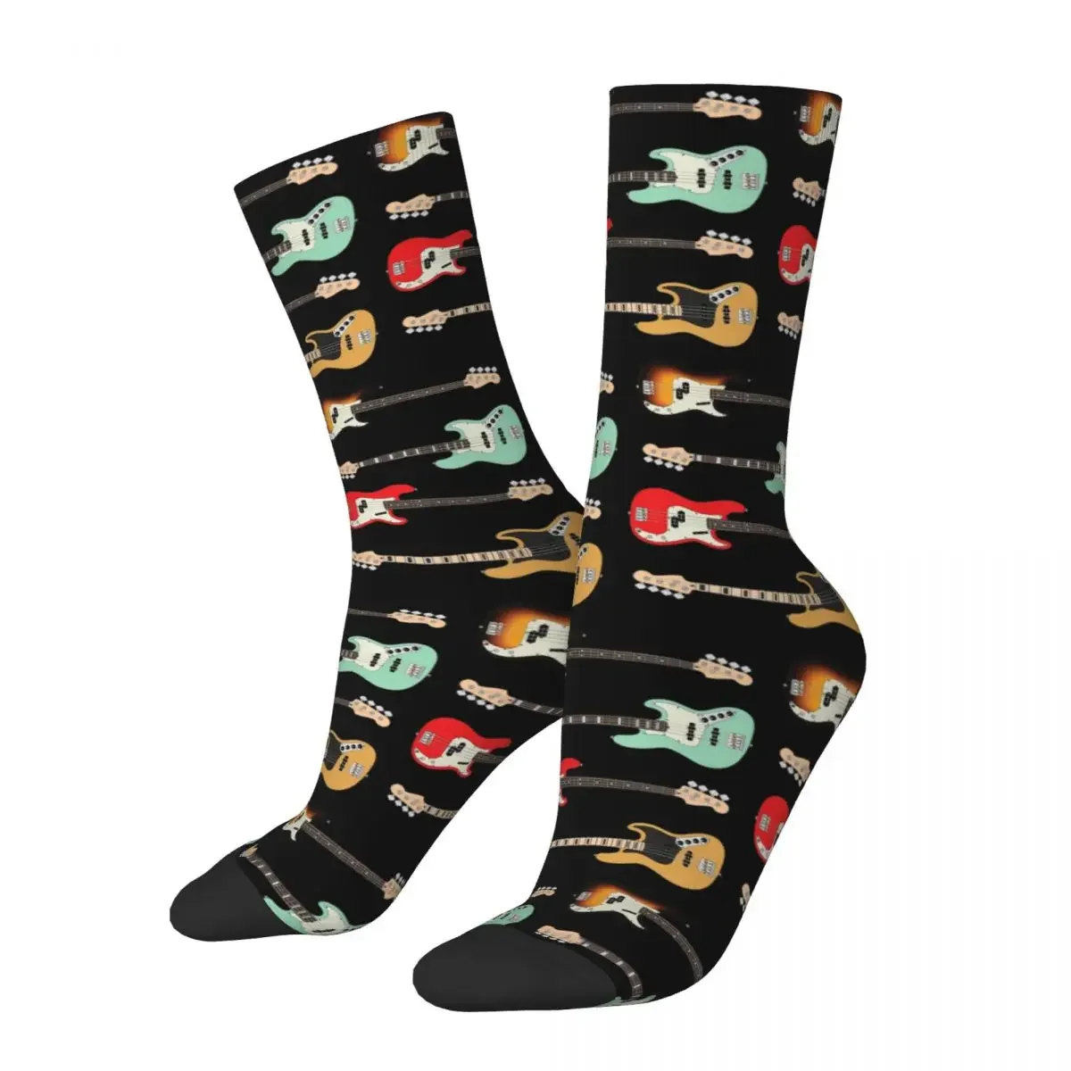 

4 String P And J Style Bass Guitar Pack Socks Harajuku Sweat Absorbing Stockings All Season Long Socks for Birthday Present